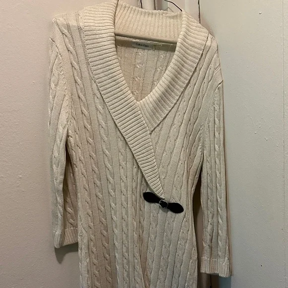 Calvin Klein Beige Cable Knit Dress - Picture 2 of 2